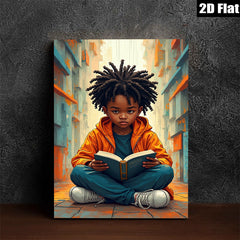 2D flat 1pc Little Reader Lost in Book Worlds Kids Room Decor Wall Art Canvas Prints for Living Room Bedroom Modern Farmhouse Style