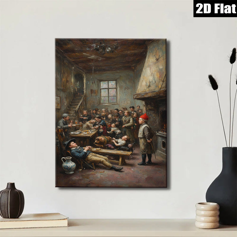 2D flat 1pc Lively Victorian Schoolhouse Scene Classroom Wall Art Decor For Living Room Bedroom Gallery Wrapped Canvas Prints Modern Farmhouse Rustic Decor
