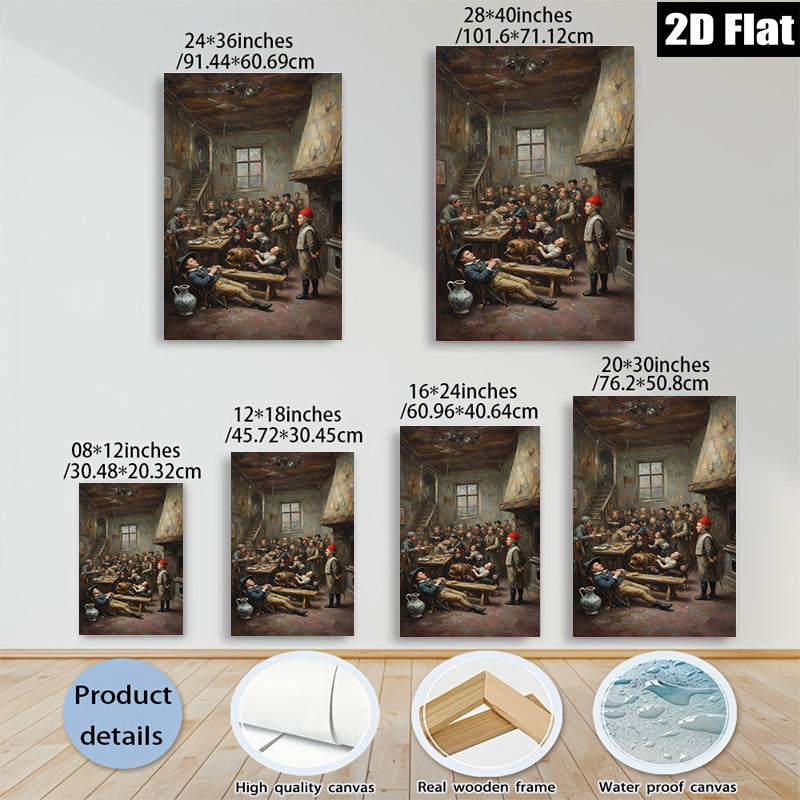 2D flat 1pc Lively Victorian Schoolhouse Scene Classroom Wall Art Decor For Living Room Bedroom Gallery Wrapped Canvas Prints Modern Farmhouse Rustic Decor