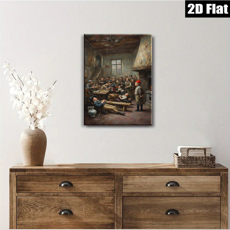 2D flat 1pc Lively Victorian Schoolhouse Scene Classroom Wall Art Decor For Living Room Bedroom Gallery Wrapped Canvas Prints Modern Farmhouse Rustic Decor