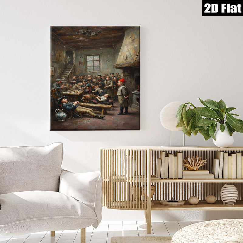2D flat 1pc Lively Victorian Schoolhouse Scene Classroom Wall Art Decor For Living Room Bedroom Gallery Wrapped Canvas Prints Modern Farmhouse Rustic Decor