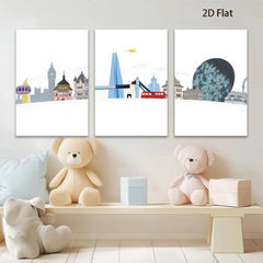 2D flat 1pc London Skyline Modern Cityscape Wall Art Prints for Living Room Bedroom Office Decor Gallery Wrapped Canvas Prints Home Decorations