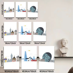 2D flat 1pc London Skyline Modern Cityscape Wall Art Prints for Living Room Bedroom Office Decor Gallery Wrapped Canvas Prints Home Decorations