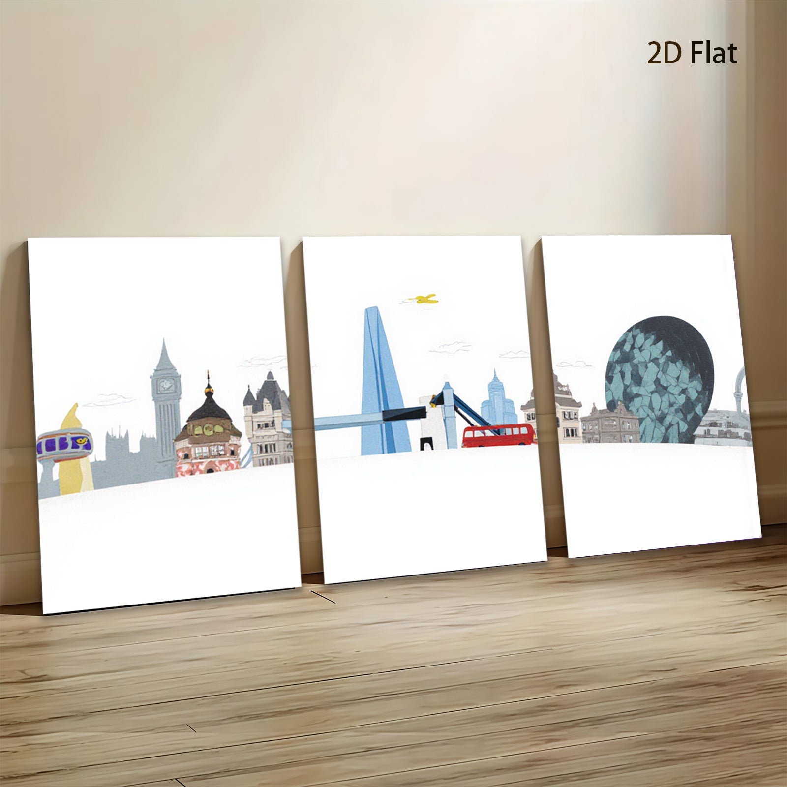 2D flat 1pc London Skyline Modern Cityscape Wall Art Prints for Living Room Bedroom Office Decor Gallery Wrapped Canvas Prints Home Decorations