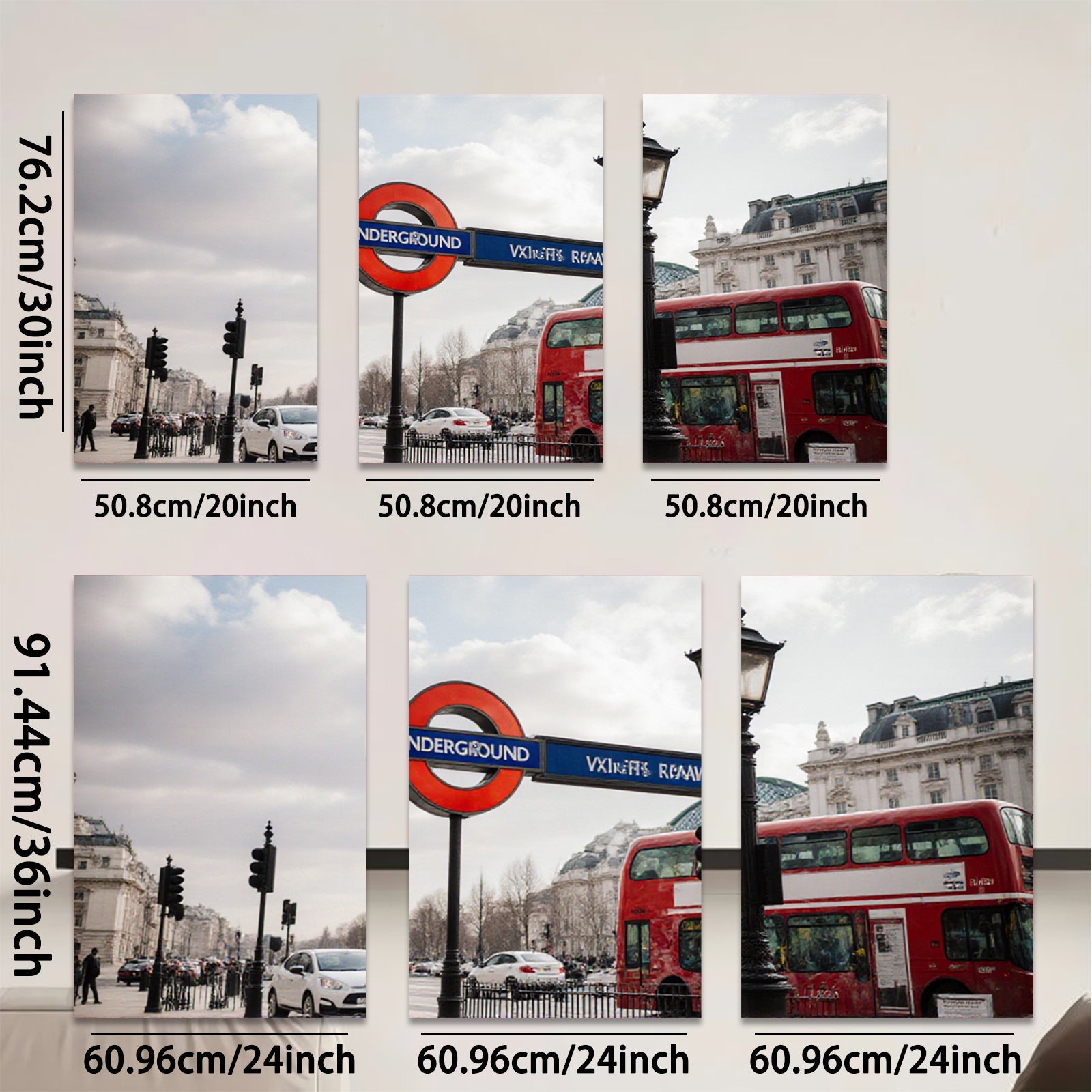 2D flat 1pc London street iconic red bus vibrant city view wall art home decor living room bedroom gallery wrapped canvas print farmhouse style modern minimalist