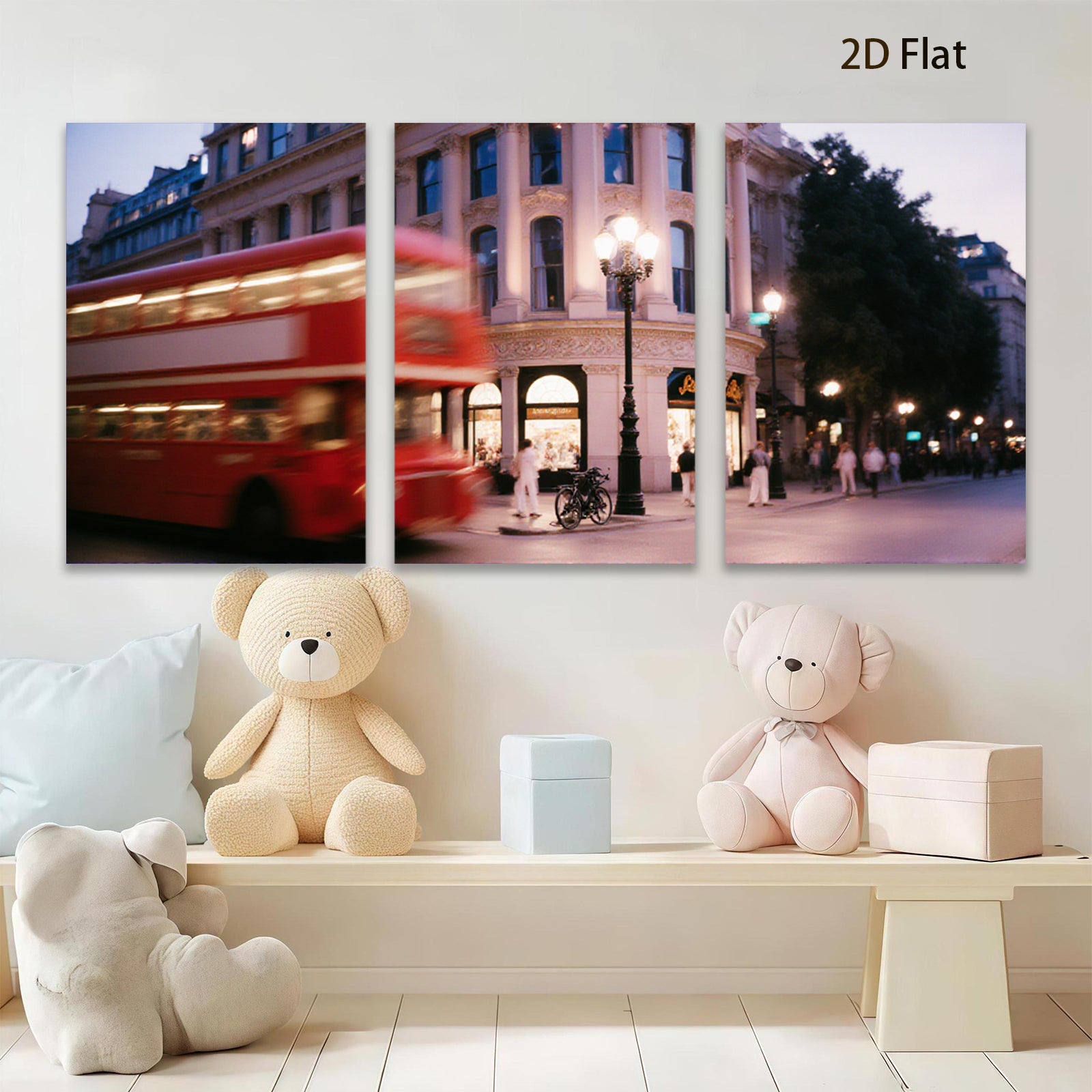 2D flat 1pc London street vibrant city nightlife wall decor for living room bedroom office modern farmhouse style gallery wrapped canvas prints