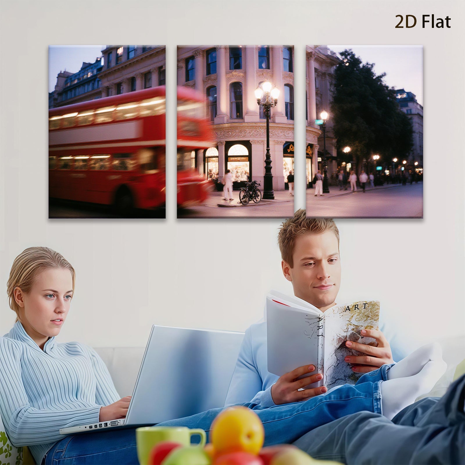 2D flat 1pc London street vibrant city nightlife wall decor for living room bedroom office modern farmhouse style gallery wrapped canvas prints