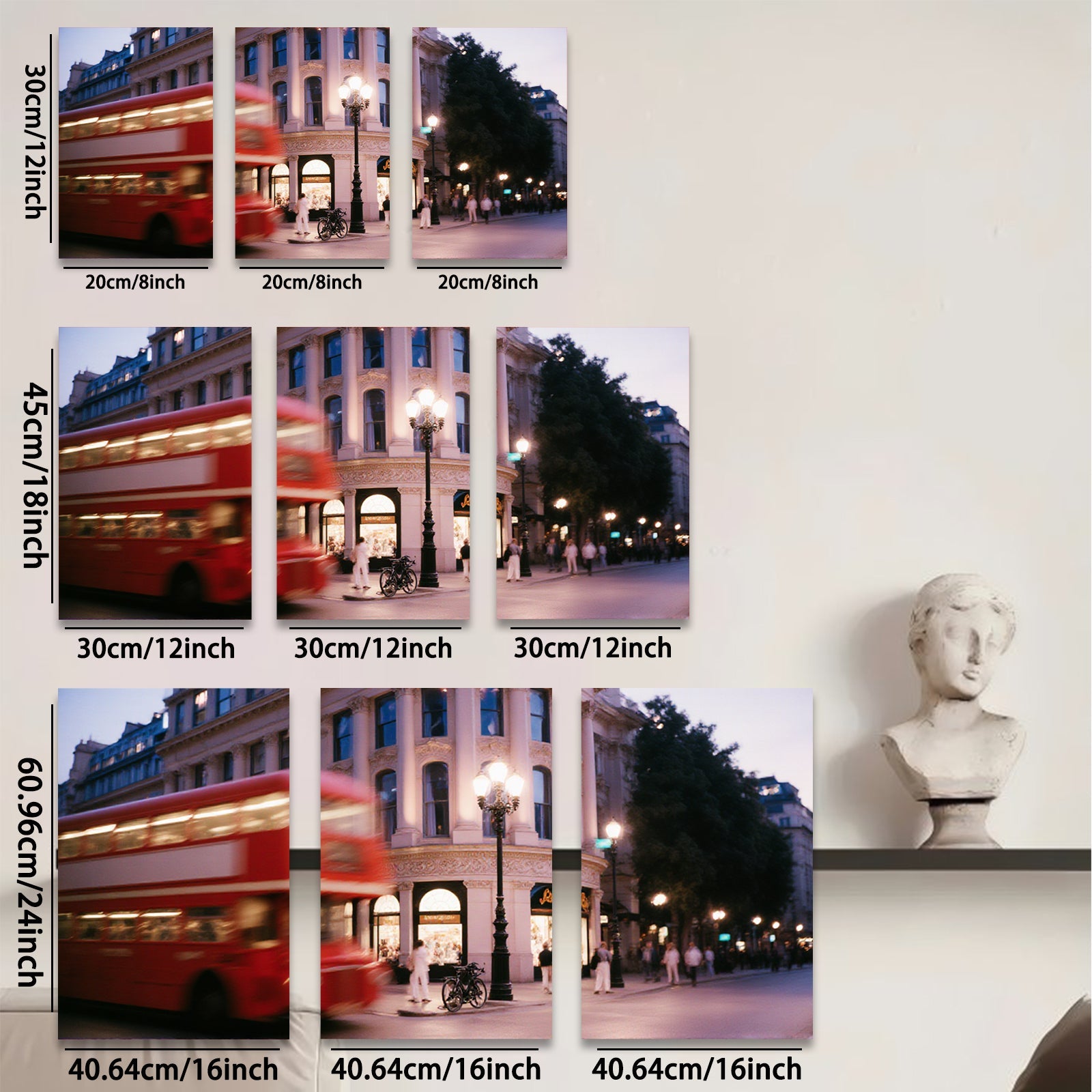 2D flat 1pc London street vibrant city nightlife wall decor for living room bedroom office modern farmhouse style gallery wrapped canvas prints