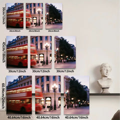 2D flat 1pc London street vibrant city nightlife wall decor for living room bedroom office modern farmhouse style gallery wrapped canvas prints