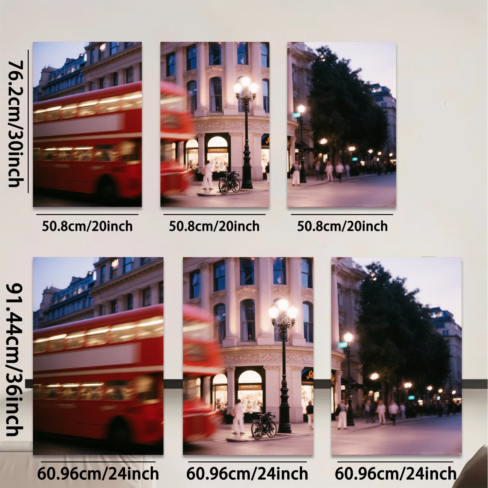 2D flat 1pc London street vibrant city nightlife wall decor for living room bedroom office modern farmhouse style gallery wrapped canvas prints