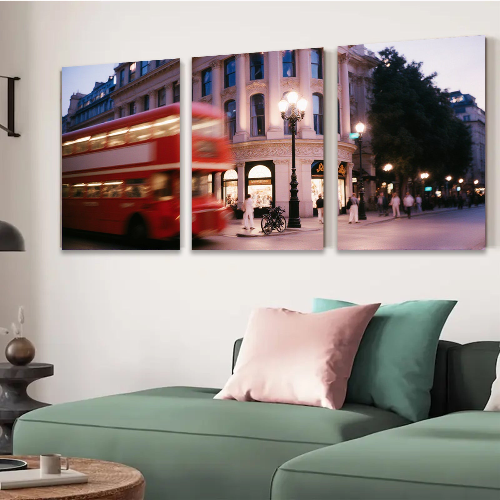 2D flat 1pc London street vibrant city nightlife wall decor for living room bedroom office modern farmhouse style gallery wrapped canvas prints