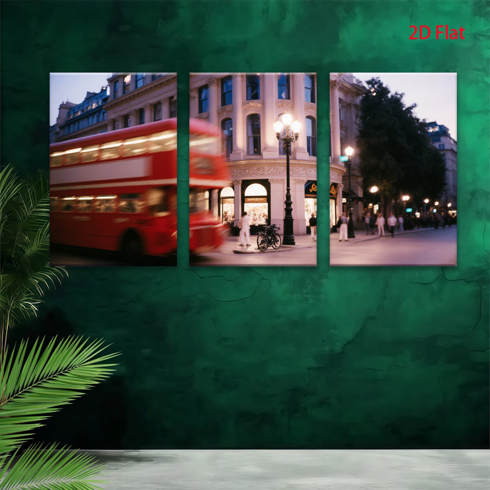 2D flat 1pc London street vibrant city nightlife wall decor for living room bedroom office modern farmhouse style gallery wrapped canvas prints
