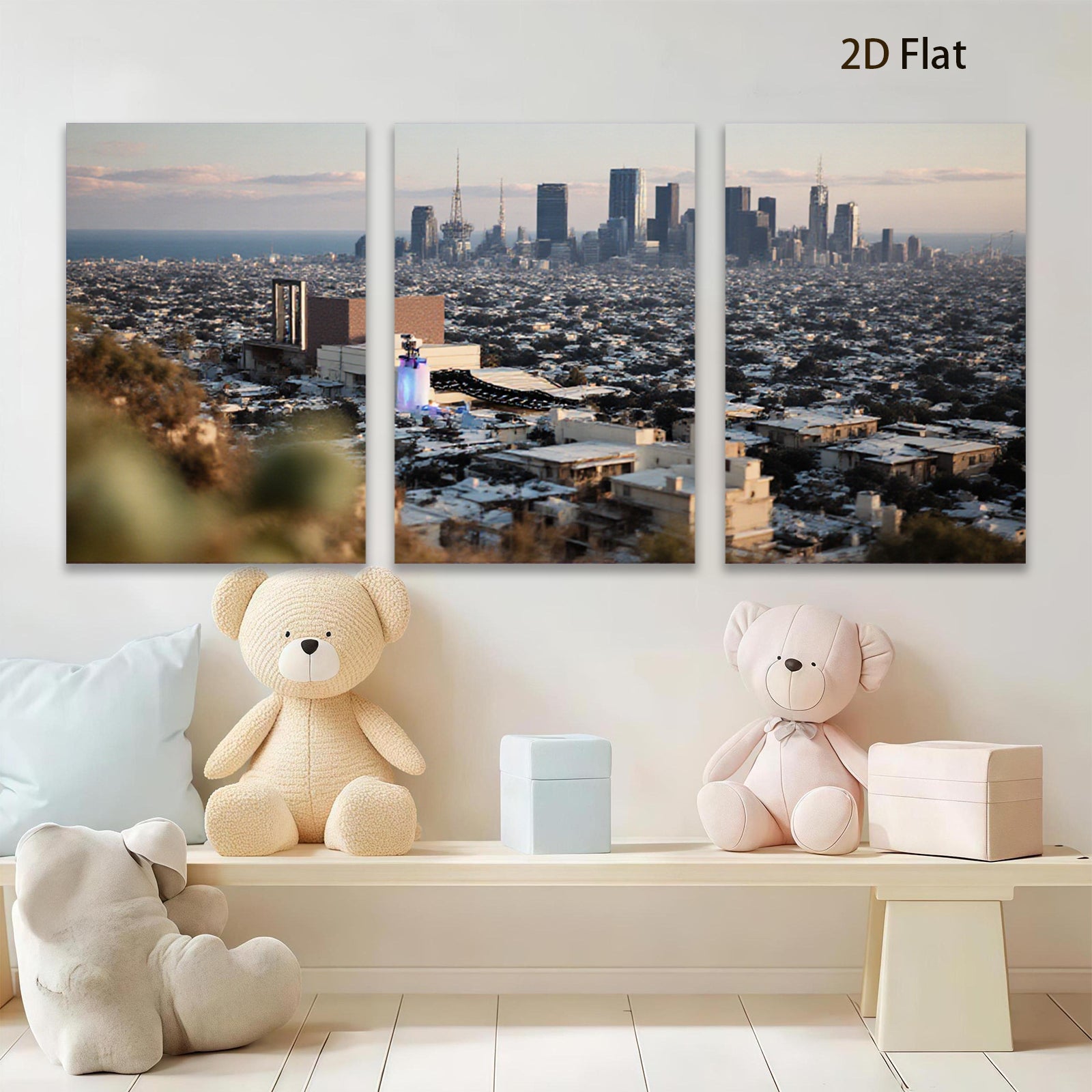 2D flat 1pc Los Angeles Skyline City View Modern Wall Art Living Room Bedroom Decor Farmhouse Style Canvas Prints Large Size Trending Now