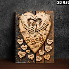 2D flat 1pc Loving Family Handprint Wooden Wall Art Personalized Home Decor Gift For Parents Nursery Bedroom Living Room Farmhouse Style Rustic Chic