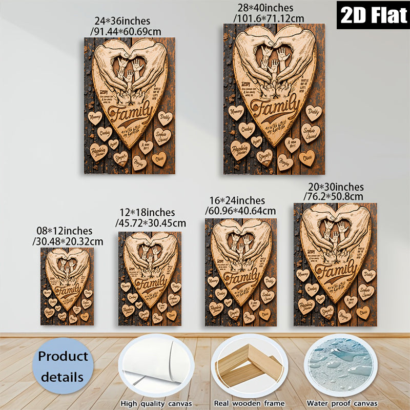2D flat 1pc Loving Family Handprint Wooden Wall Art Personalized Home Decor Gift For Parents Nursery Bedroom Living Room Farmhouse Style Rustic Chic