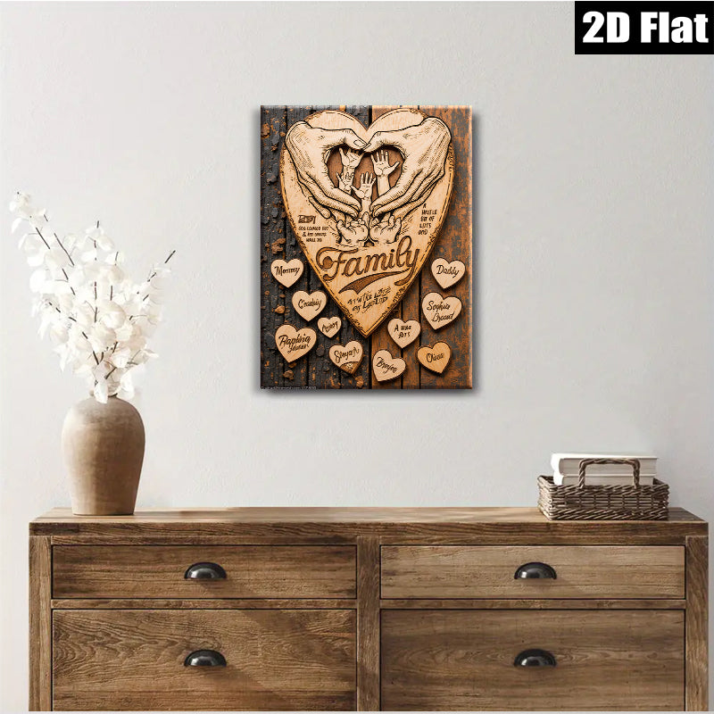 2D flat 1pc Loving Family Handprint Wooden Wall Art Personalized Home Decor Gift For Parents Nursery Bedroom Living Room Farmhouse Style Rustic Chic
