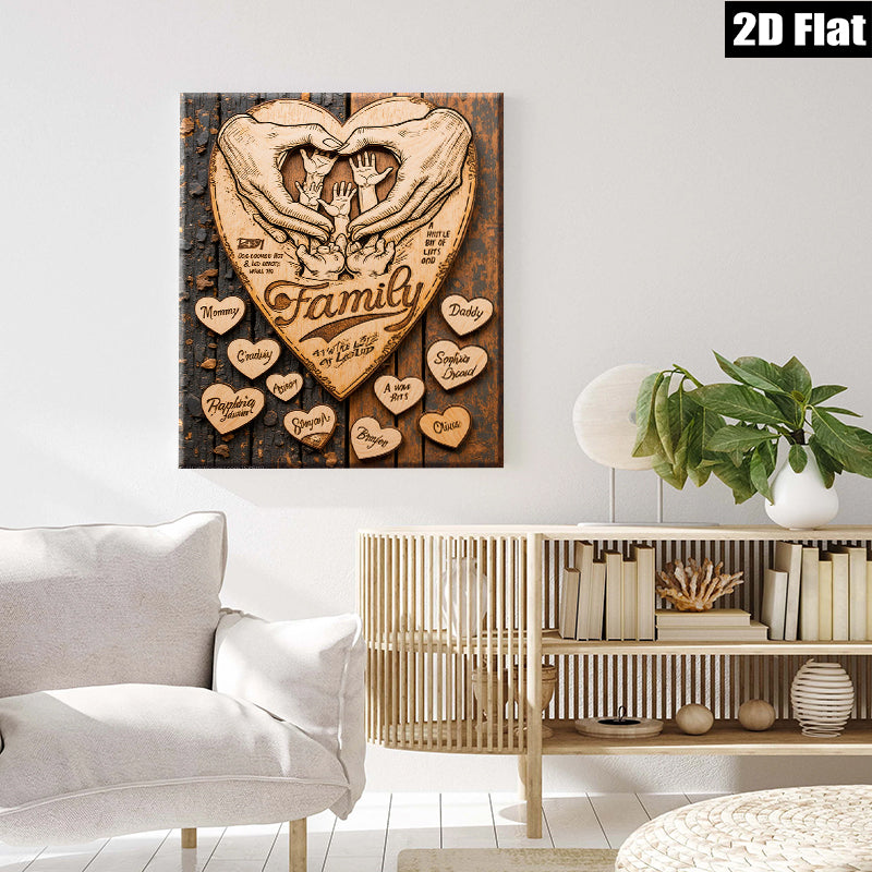2D flat 1pc Loving Family Handprint Wooden Wall Art Personalized Home Decor Gift For Parents Nursery Bedroom Living Room Farmhouse Style Rustic Chic