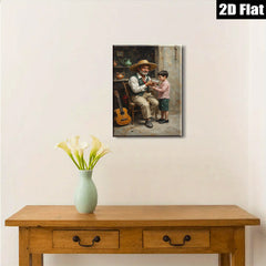 2D flat 1pc Loving Grandfather Shares Warm Meal Rustic Farmhouse Wall Art for Living Room Bedroom Decor Gallery Wrapped Canvas Prints Modern Home Decorations