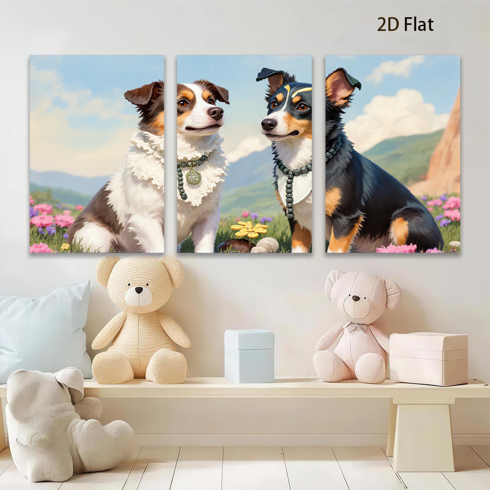 2D flat 1pc Loyal Companion Pair Pastoral Farm Animals Wall Art Canvas Prints for Living Room Bedroom Home Decor Modern Farmhouse Style