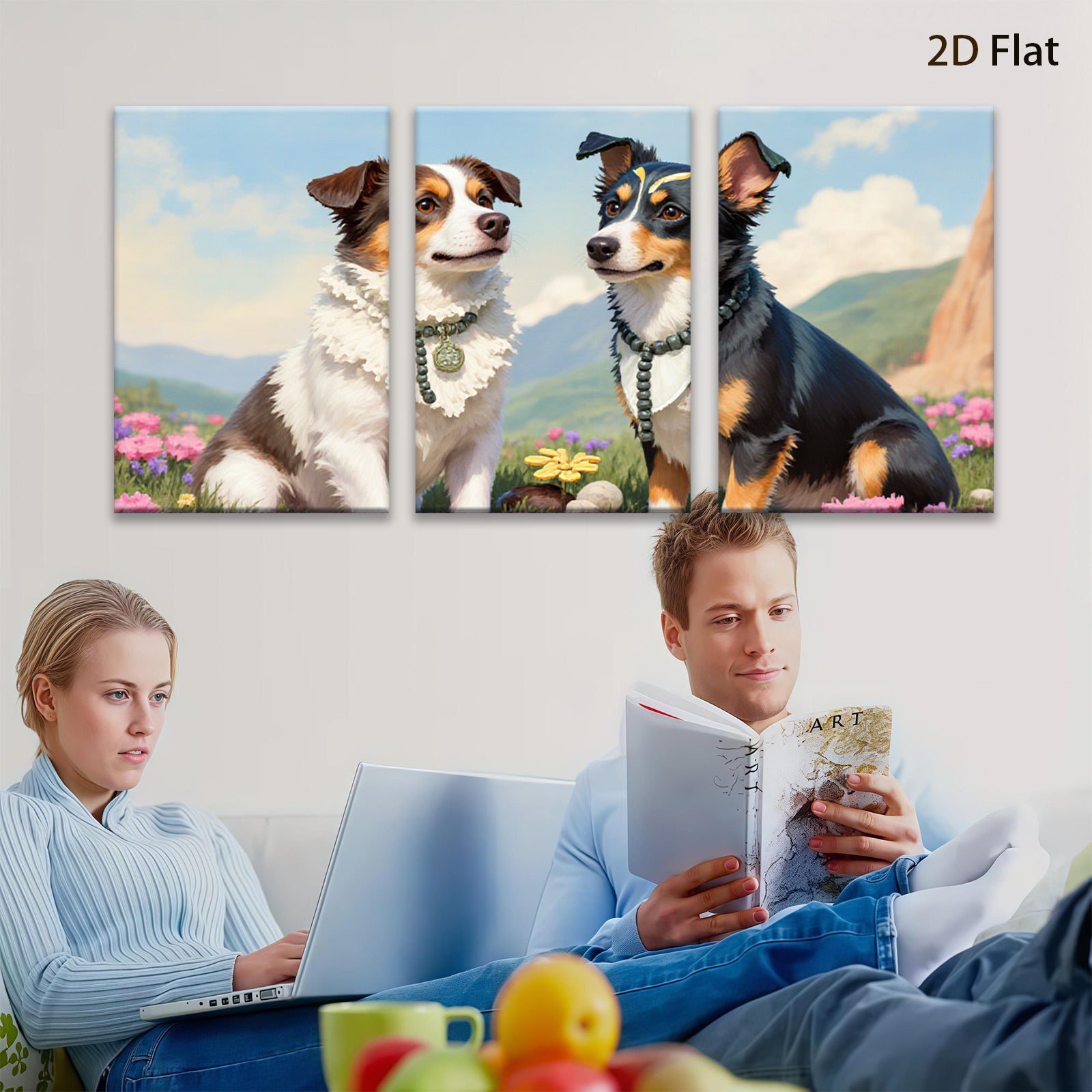 2D flat 1pc Loyal Companion Pair Pastoral Farm Animals Wall Art Canvas Prints for Living Room Bedroom Home Decor Modern Farmhouse Style