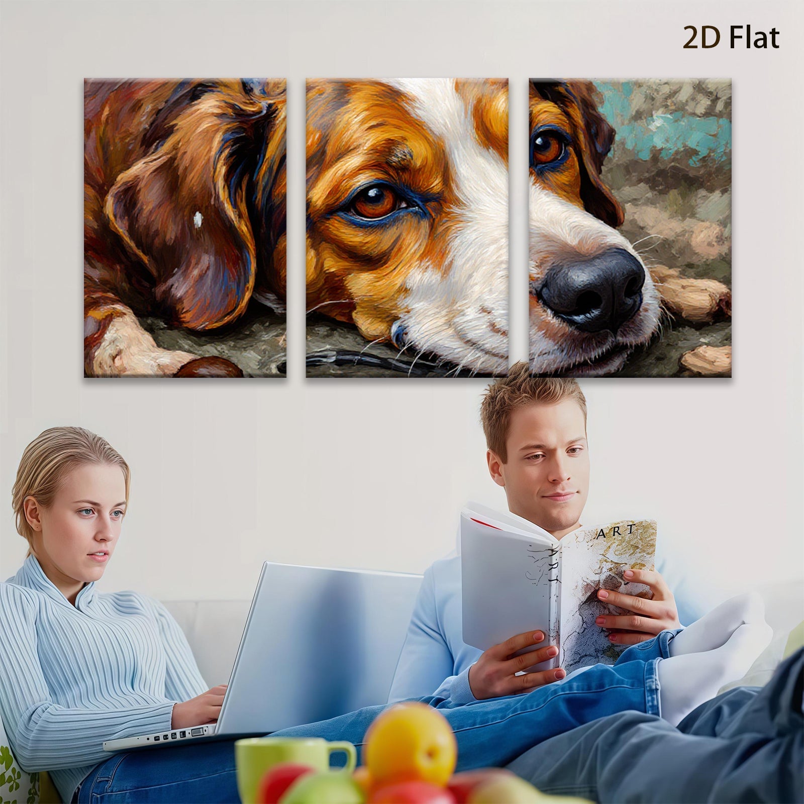 2D flat 1pc Loyal Companion Portrait Rustic Farmhouse Wall Art Living Room Bedroom Decor Gallery Wrapped Canvas Prints Modern Animal Paintings