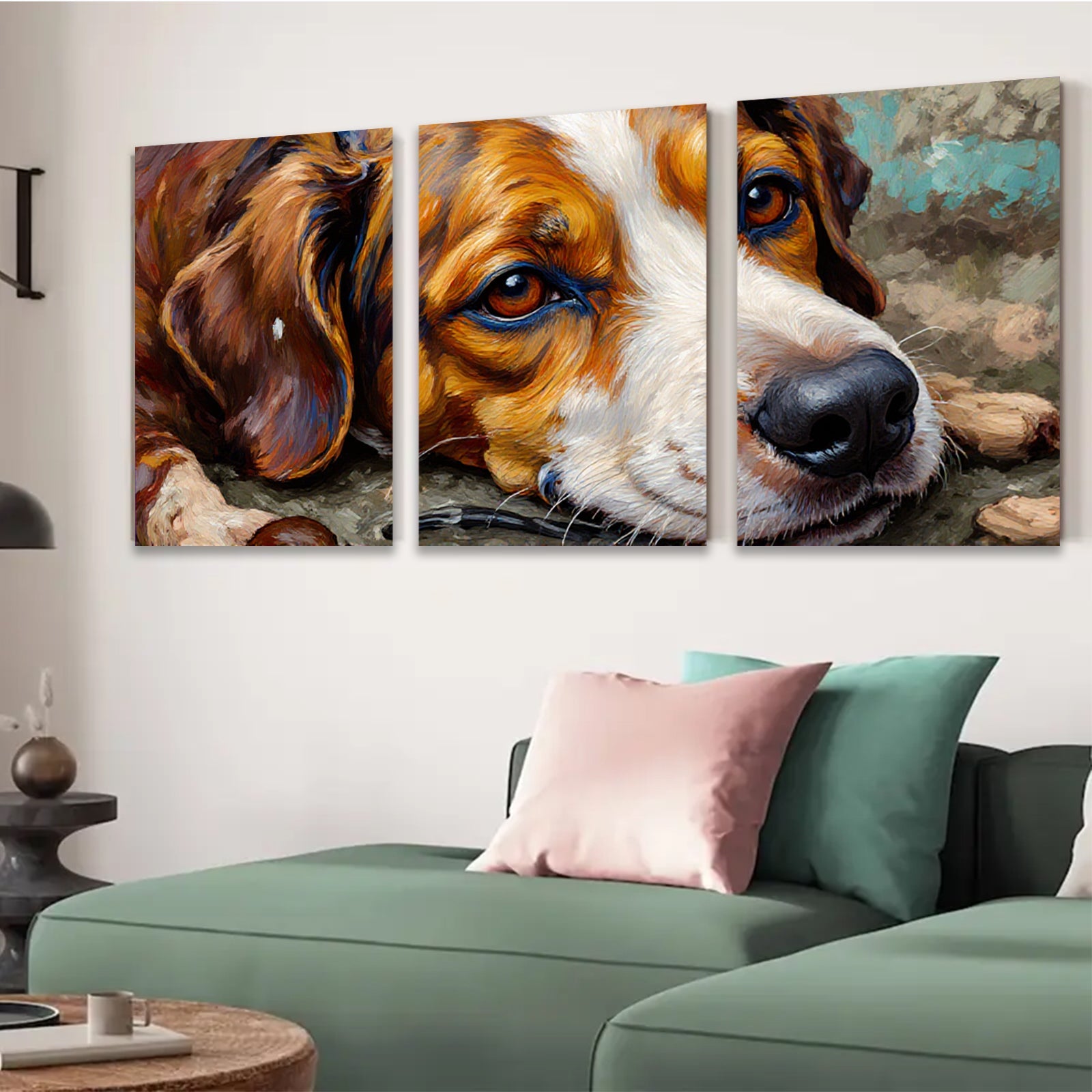 2D flat 1pc Loyal Companion Portrait Rustic Farmhouse Wall Art Living Room Bedroom Decor Gallery Wrapped Canvas Prints Modern Animal Paintings