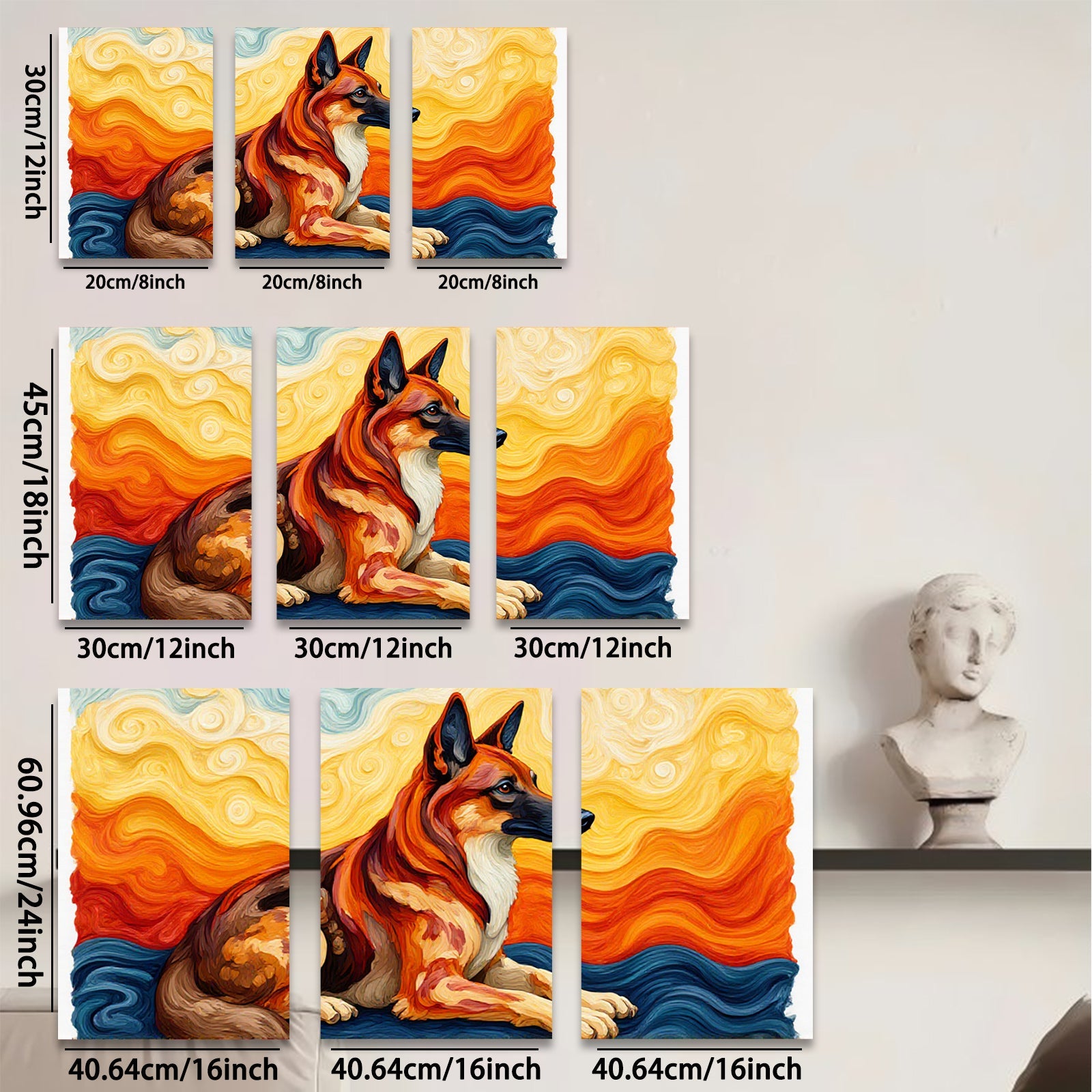 2D flat 1pc Loyal German Shepherd Dog Portrait Wall Art Living Room Bedroom Decor Farmhouse Style Canvas Prints Modern Artwork Home Decorations