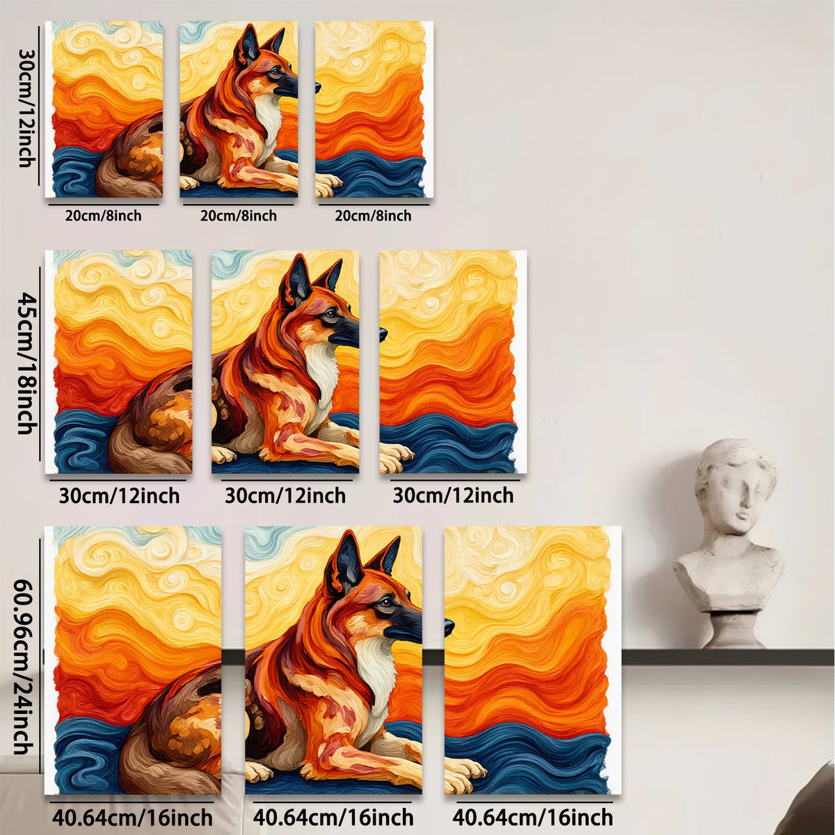 2D flat 1pc Loyal German Shepherd Dog Portrait Wall Art Living Room Bedroom Decor Farmhouse Style Canvas Prints Modern Artwork Home Decorations