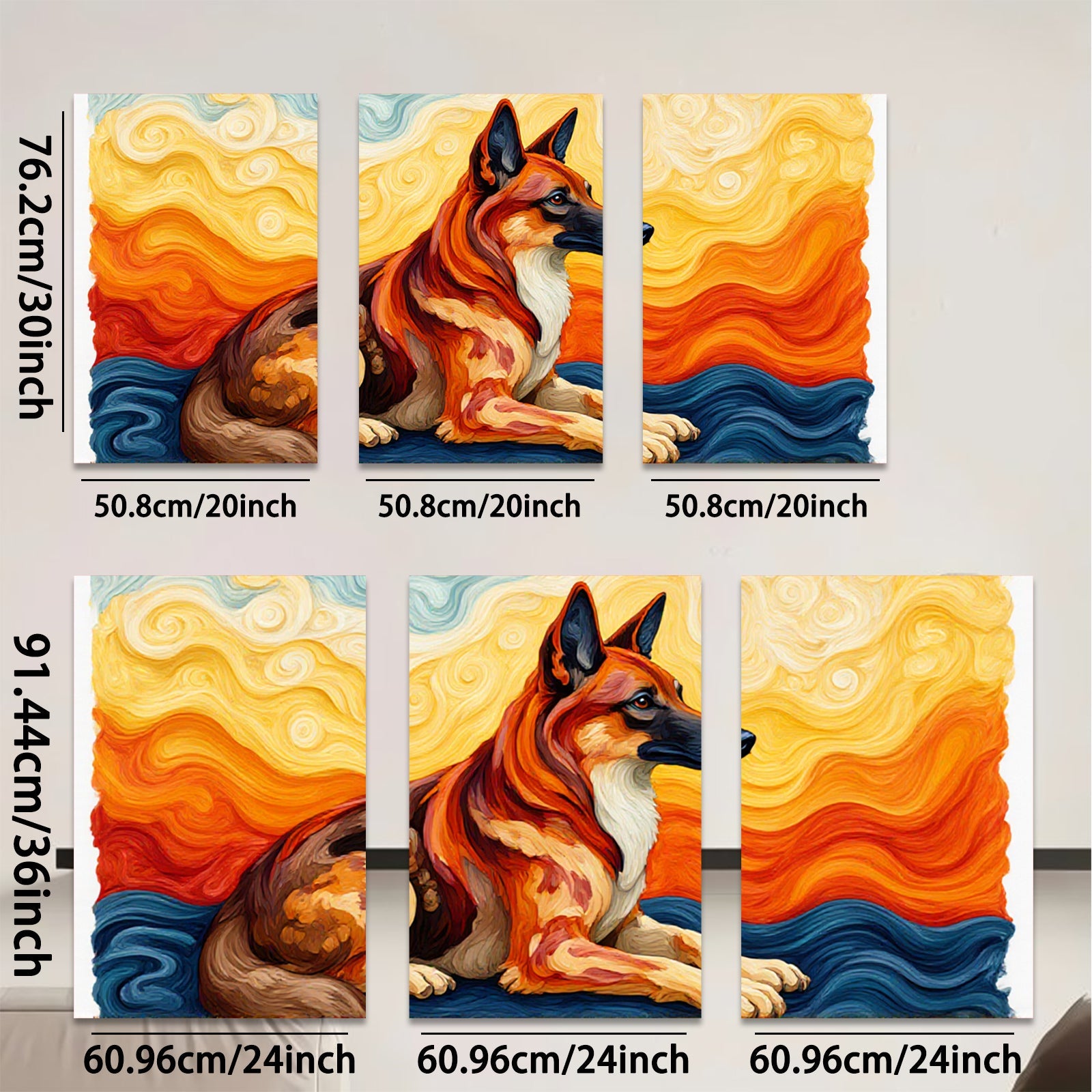 2D flat 1pc Loyal German Shepherd Dog Portrait Wall Art Living Room Bedroom Decor Farmhouse Style Canvas Prints Modern Artwork Home Decorations