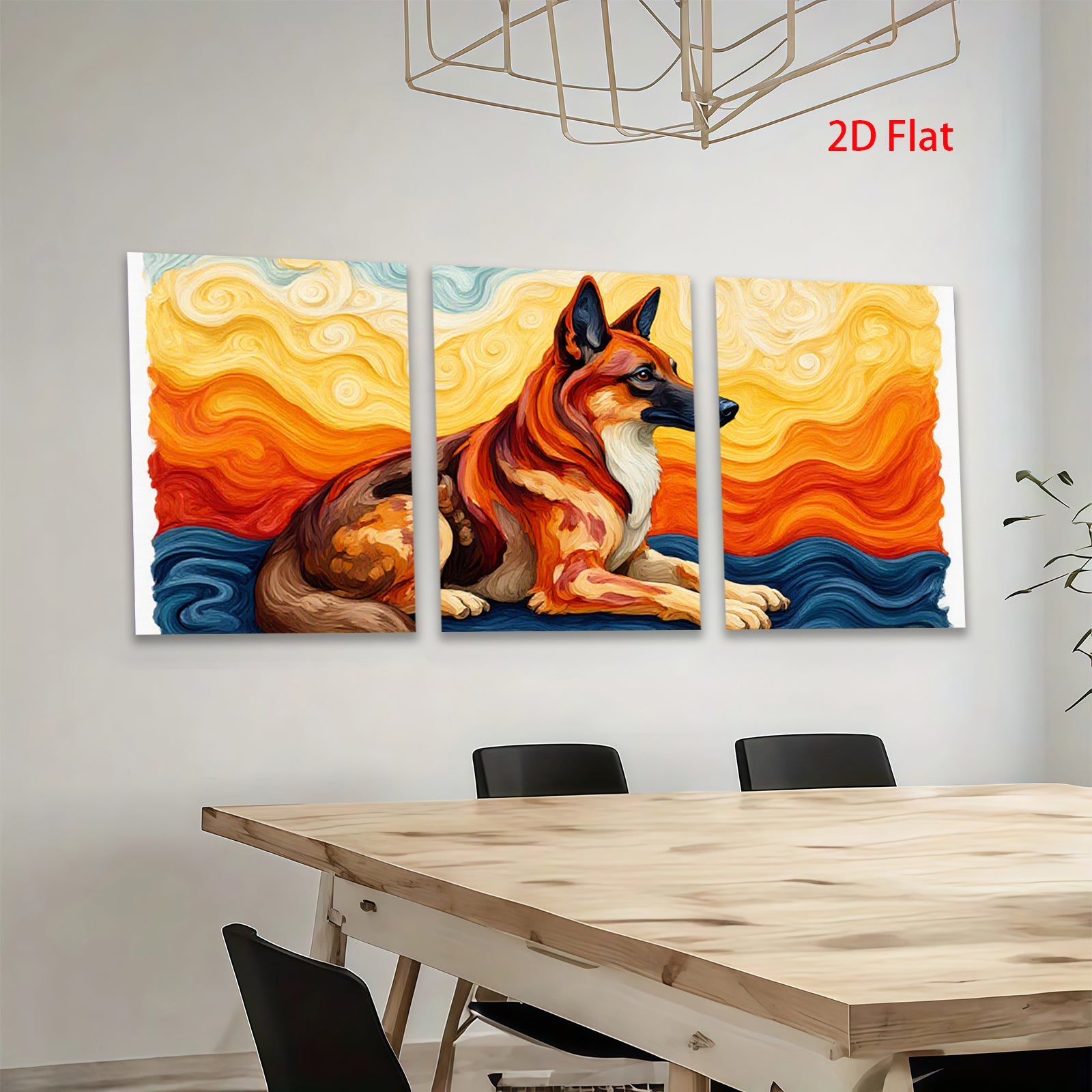2D flat 1pc Loyal German Shepherd Dog Portrait Wall Art Living Room Bedroom Decor Farmhouse Style Canvas Prints Modern Artwork Home Decorations