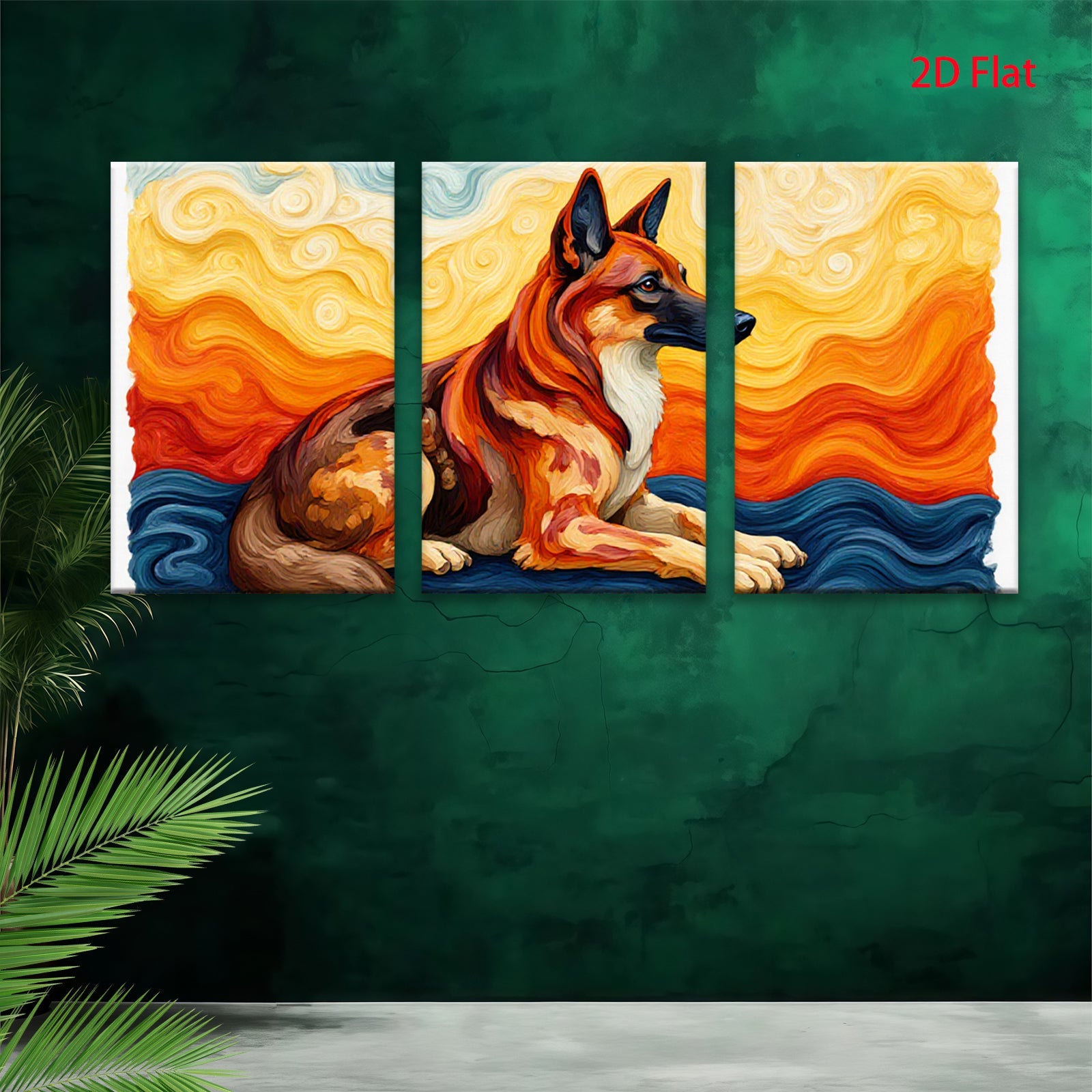 2D flat 1pc Loyal German Shepherd Dog Portrait Wall Art Living Room Bedroom Decor Farmhouse Style Canvas Prints Modern Artwork Home Decorations