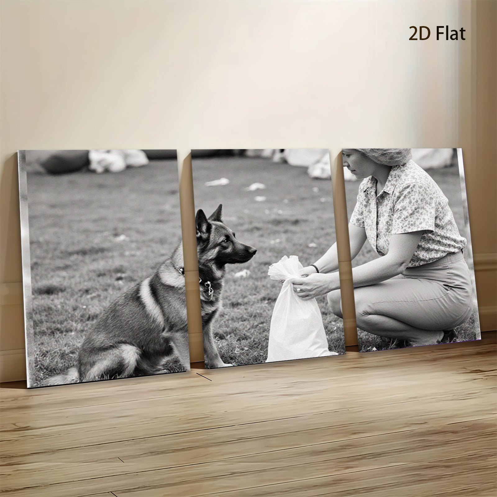 2D flat 1pc Loyal companion patiently waits near owner during outdoor playtime farmhouse wall art living room bedroom decor modern minimalist canvas prints