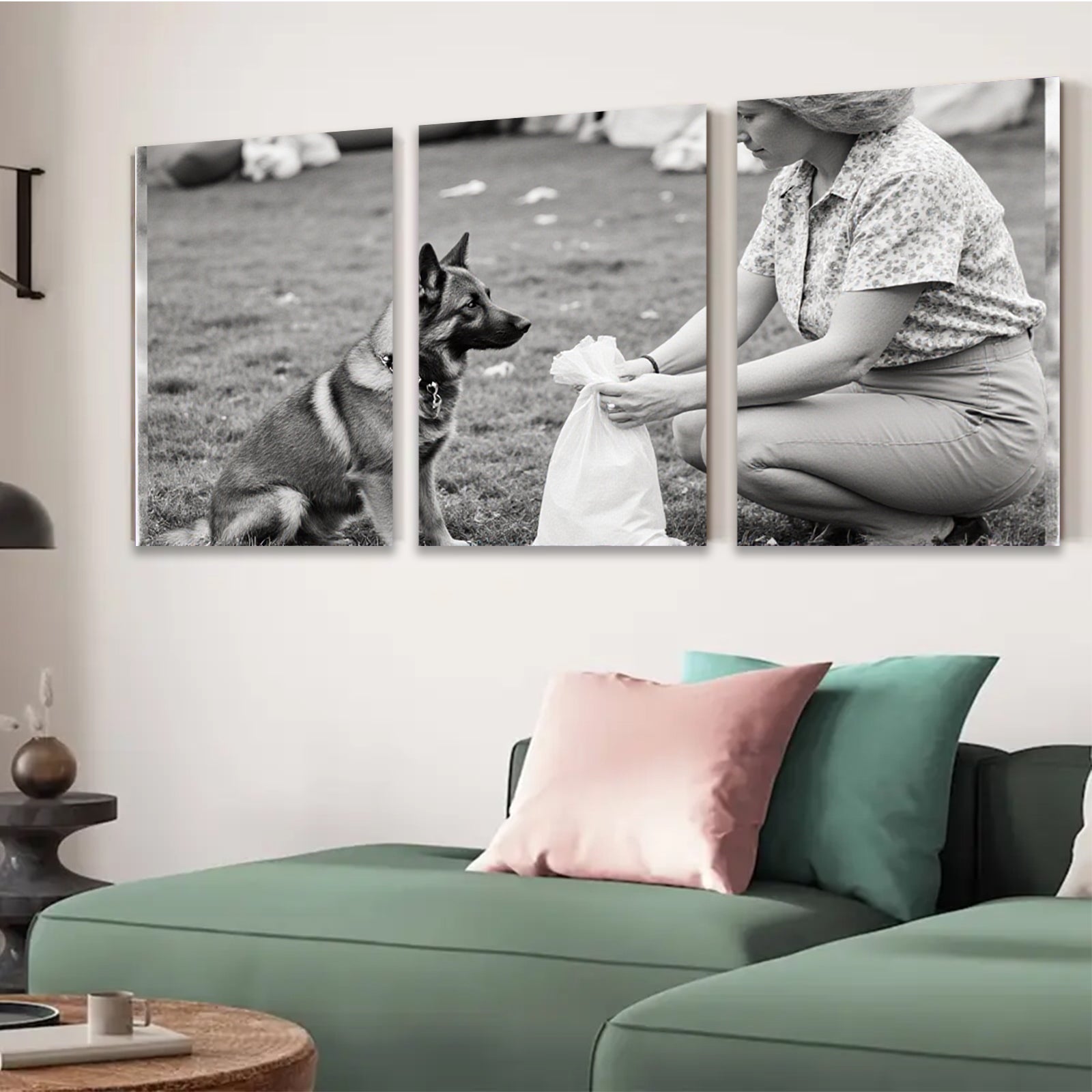 2D flat 1pc Loyal companion patiently waits near owner during outdoor playtime farmhouse wall art living room bedroom decor modern minimalist canvas prints