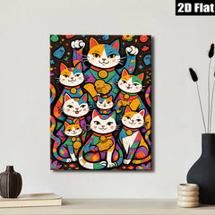 2D flat 1pc Lucky Cats Wealth Prosperity Wall Art Decor for Living Room Bedroom Office Gallery Wrapped Canvas Prints Modern Farmhouse Style