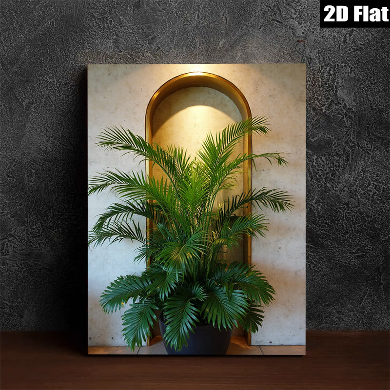 2D flat 1pc Lush Tropical Palm Fronds Indoor Botanical Wall Art Living Room Bedroom Decor Gallery Wrapped Canvas Prints Modern Farmhouse Style Coastal Beach Home Decor