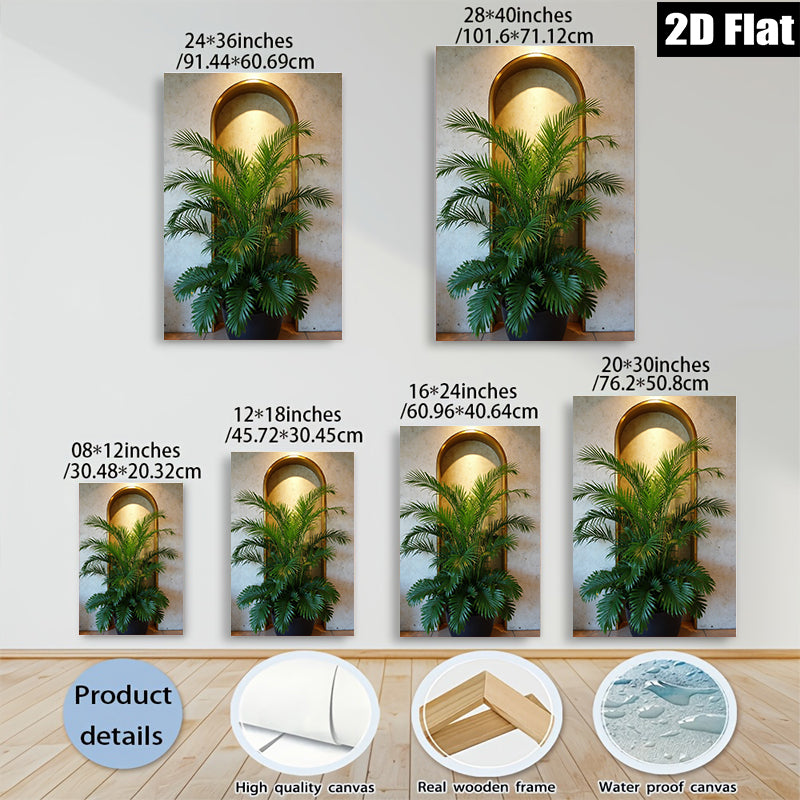 2D flat 1pc Lush Tropical Palm Fronds Indoor Botanical Wall Art Living Room Bedroom Decor Gallery Wrapped Canvas Prints Modern Farmhouse Style Coastal Beach Home Decor