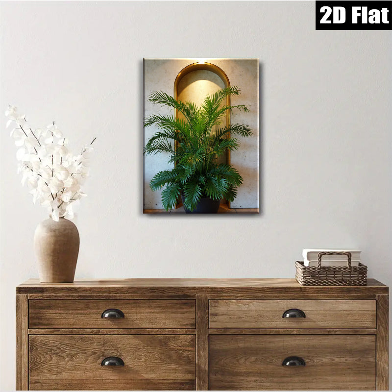 2D flat 1pc Lush Tropical Palm Fronds Indoor Botanical Wall Art Living Room Bedroom Decor Gallery Wrapped Canvas Prints Modern Farmhouse Style Coastal Beach Home Decor