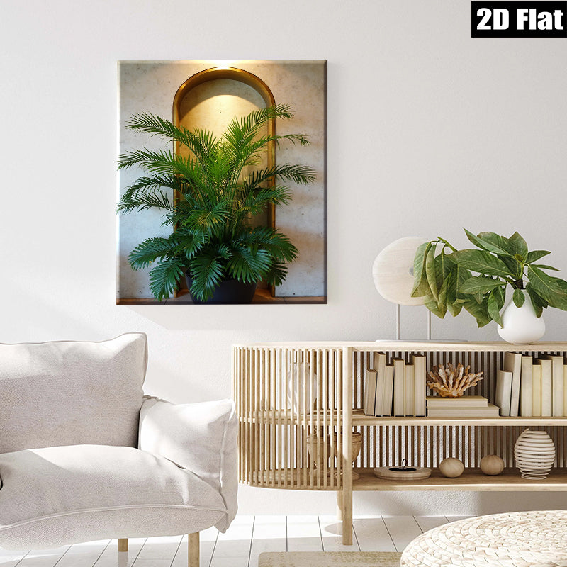 2D flat 1pc Lush Tropical Palm Fronds Indoor Botanical Wall Art Living Room Bedroom Decor Gallery Wrapped Canvas Prints Modern Farmhouse Style Coastal Beach Home Decor