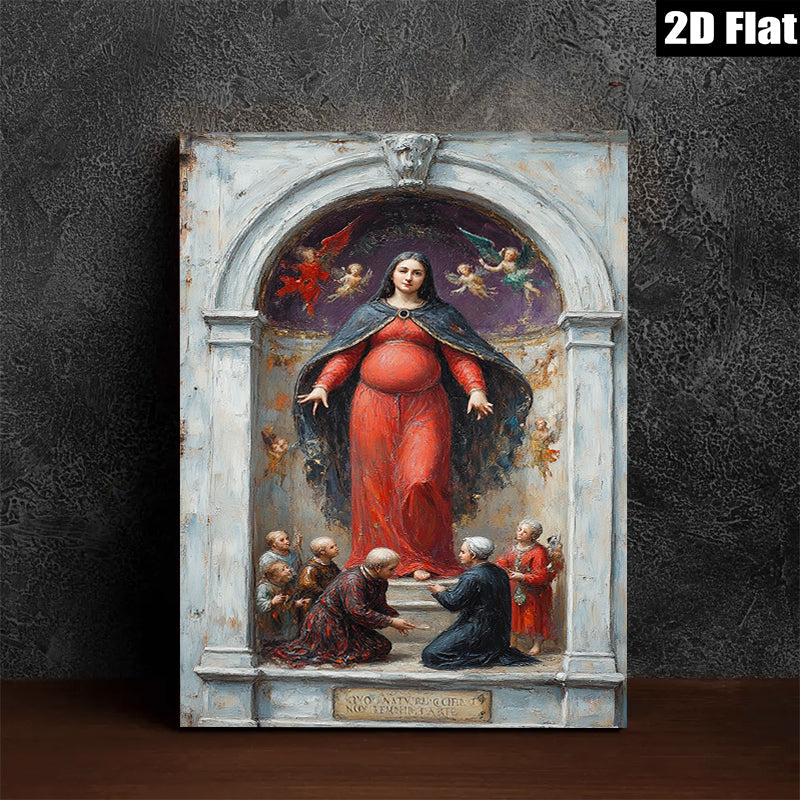 2D flat 1pc Madonna Enthroned with Adoring Figures Religious Wall Art Decor Living Room Bedroom Gallery Wrapped Canvas Print Modern Farmhouse Style