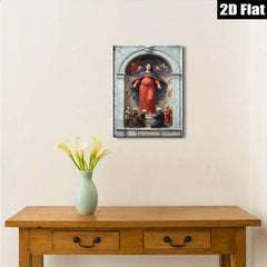 2D flat 1pc Madonna Enthroned with Adoring Figures Religious Wall Art Decor Living Room Bedroom Gallery Wrapped Canvas Print Modern Farmhouse Style