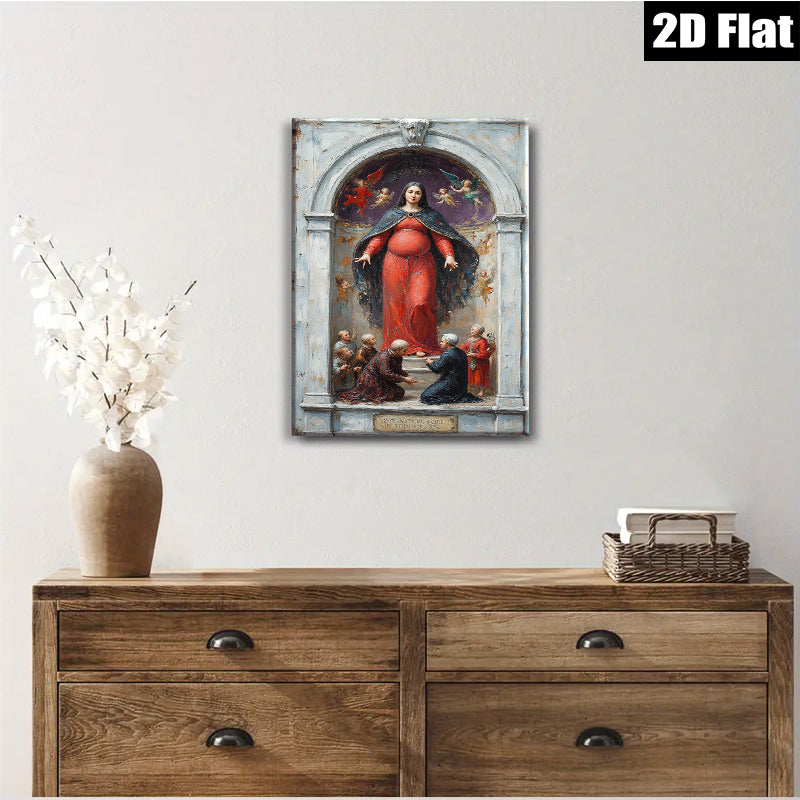 2D flat 1pc Madonna Enthroned with Adoring Figures Religious Wall Art Decor Living Room Bedroom Gallery Wrapped Canvas Print Modern Farmhouse Style