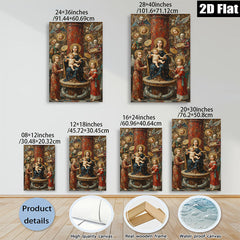 2D flat 1pc Madonna Enthroned with Angels Renaissance Style Wall Art Bedroom Living Room Decor Gallery Wrapped Canvas Print Home Office Artwork Farmhouse Style
