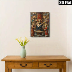 2D flat 1pc Madonna Enthroned with Angels Renaissance Style Wall Art Bedroom Living Room Decor Gallery Wrapped Canvas Print Home Office Artwork Farmhouse Style