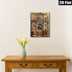 2D flat 1pc Madonna Enthroned with Saints Angels Cherubs Baroque Style Wall Art Decor Living Room Bedroom Gallery Wrapped Canvas Prints Modern Farmhouse Aesthetic