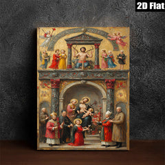 2D flat 1pc Madonna Enthroned with Saints Baroque Religious Art Gallery Wall Decor Living Room Bedroom Art Prints Canvas Paintings Framed