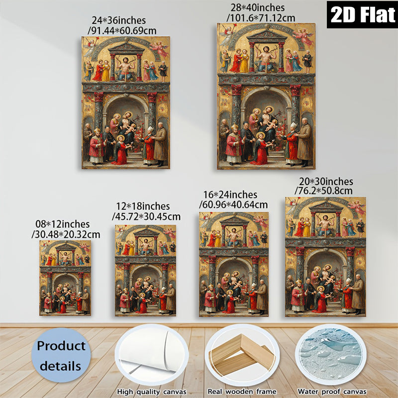 2D flat 1pc Madonna Enthroned with Saints Baroque Religious Art Gallery Wall Decor Living Room Bedroom Art Prints Canvas Paintings Framed