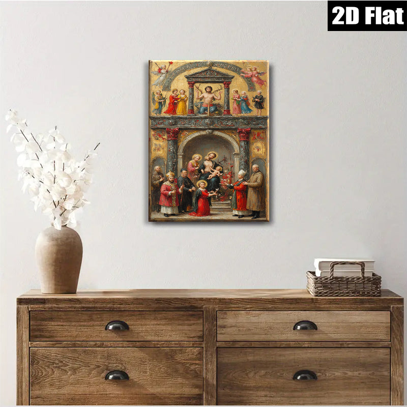 2D flat 1pc Madonna Enthroned with Saints Baroque Religious Art Gallery Wall Decor Living Room Bedroom Art Prints Canvas Paintings Framed