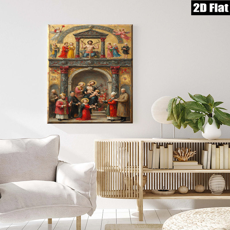 2D flat 1pc Madonna Enthroned with Saints Baroque Religious Art Gallery Wall Decor Living Room Bedroom Art Prints Canvas Paintings Framed