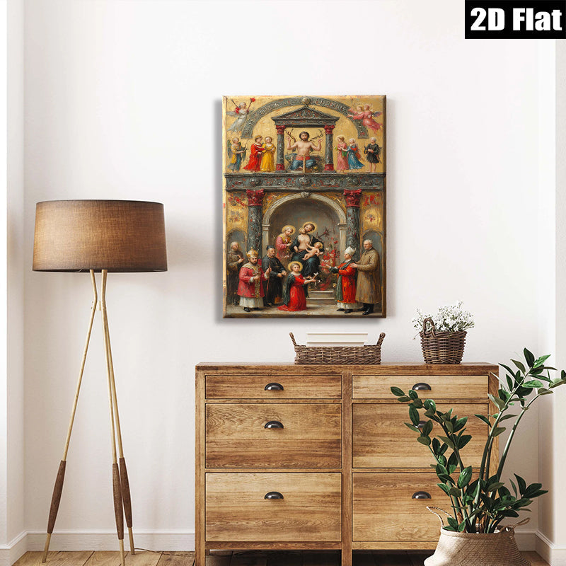 2D flat 1pc Madonna Enthroned with Saints Baroque Religious Art Gallery Wall Decor Living Room Bedroom Art Prints Canvas Paintings Framed