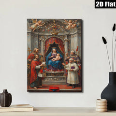 2D flat 1pc Madonna Enthroned with Saints Baroque Religious Art Gallery Wall Decor Living Room Bedroom Canvas Print Modern Farmhouse Style